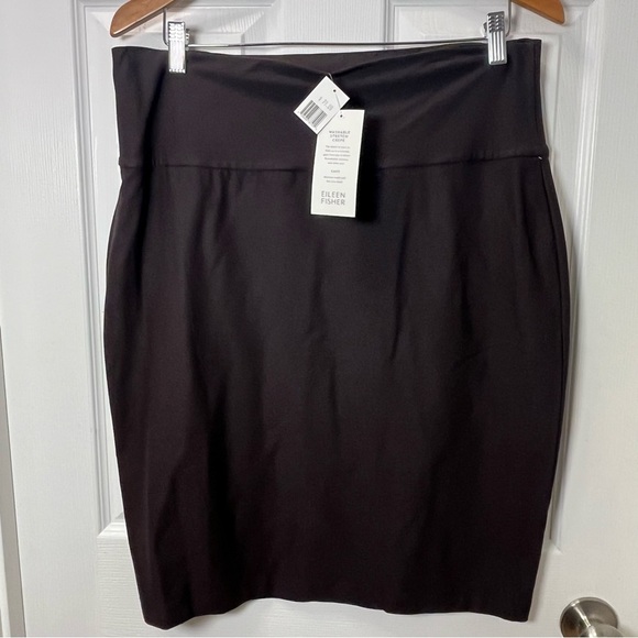 Eileen Fisher Dresses & Skirts - Eileen Fisher Women's Brown washable Crepe Pencil Skirt Size Large pull on NEW